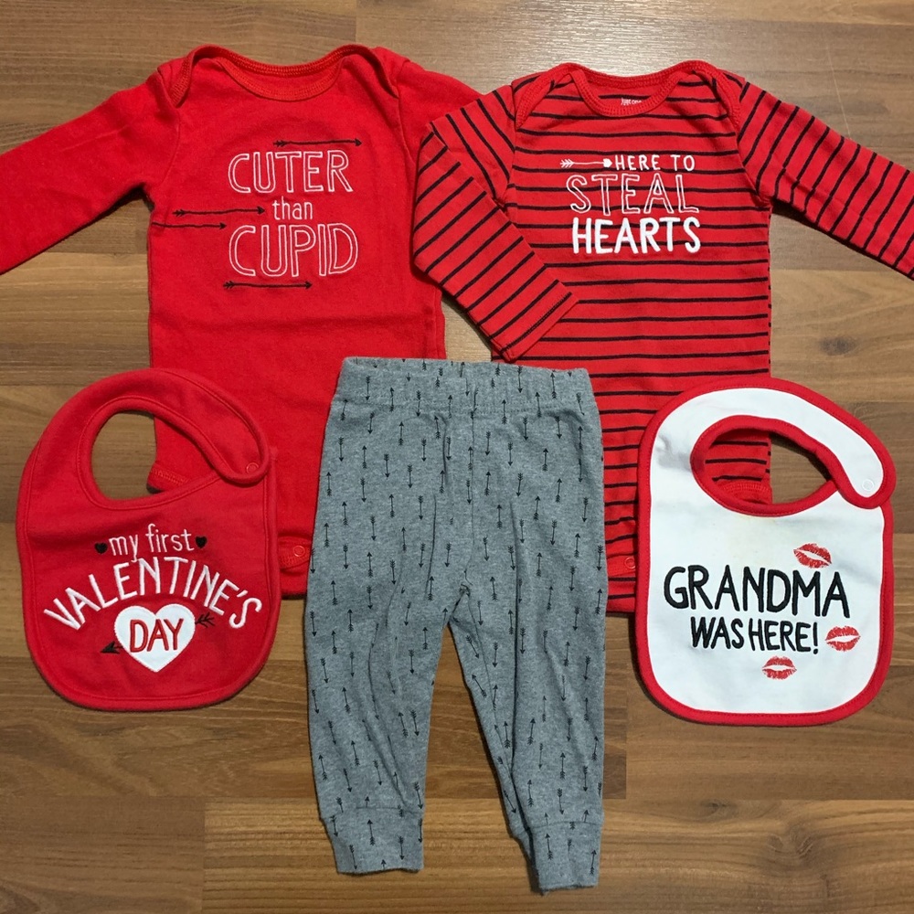 Valentine’s Day Baby Lot ❤️🏹 Outfit Onesie Bib